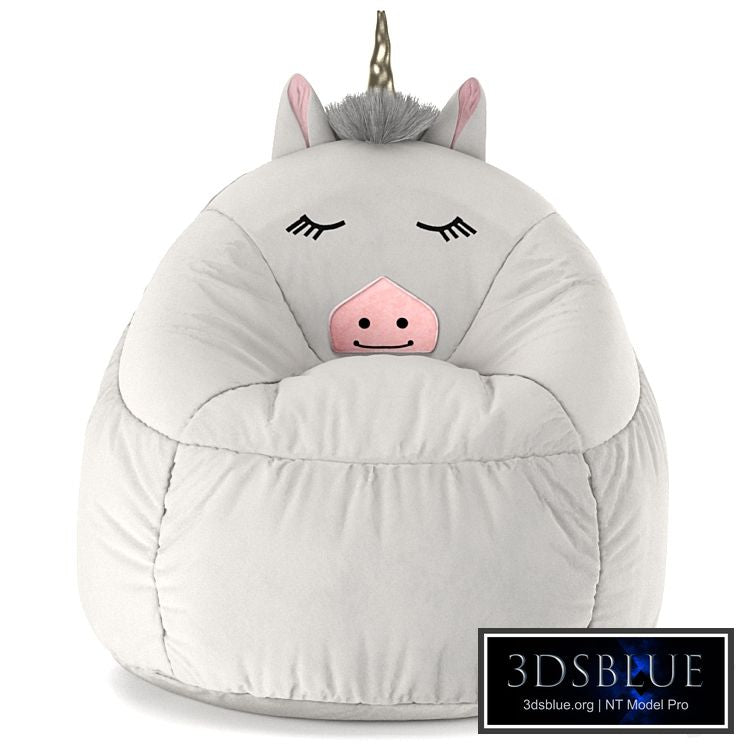 Kids Bean Bag Chair White Unicorn – Pillowfort  3DS Max