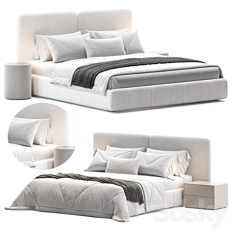 King Bed Frame with Drawers 3DSMAX Model