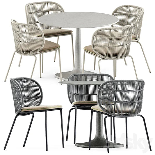 Kodo dining chairs by Vincent Sheppard and Fiore Outdoor table by bebitalia 3DSMAX Model