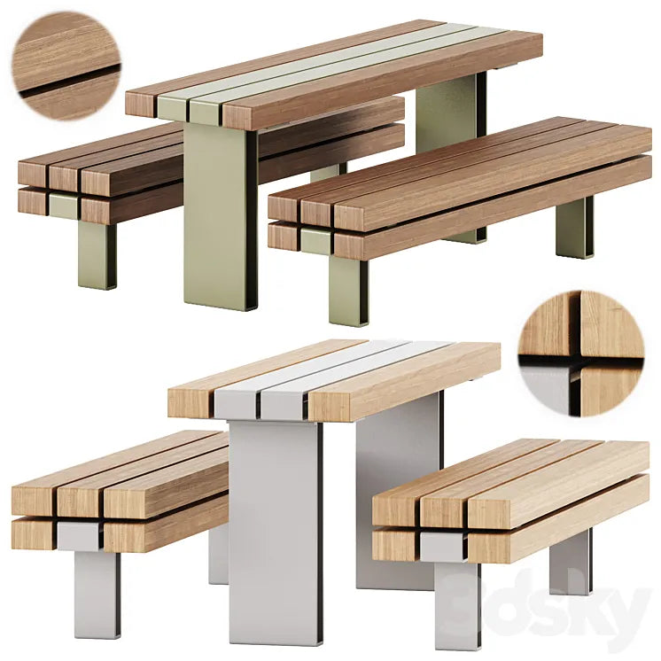 KONG Outdoor Sectional Bench and Table by Vestre 3DSMAX Model