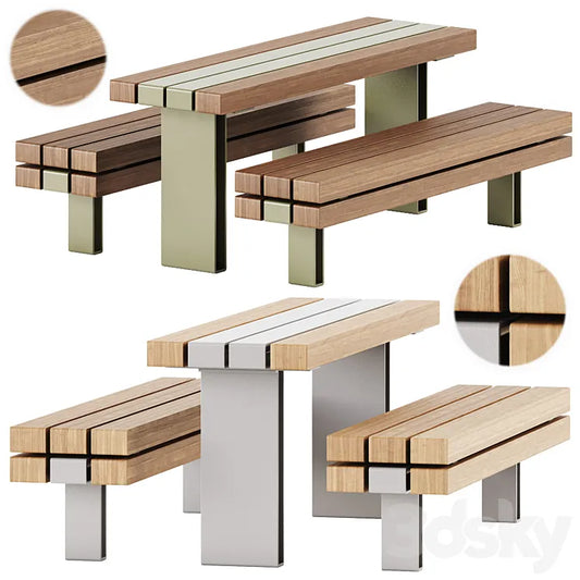 KONG Outdoor Sectional Bench and Table by Vestre 3DSMAX Model
