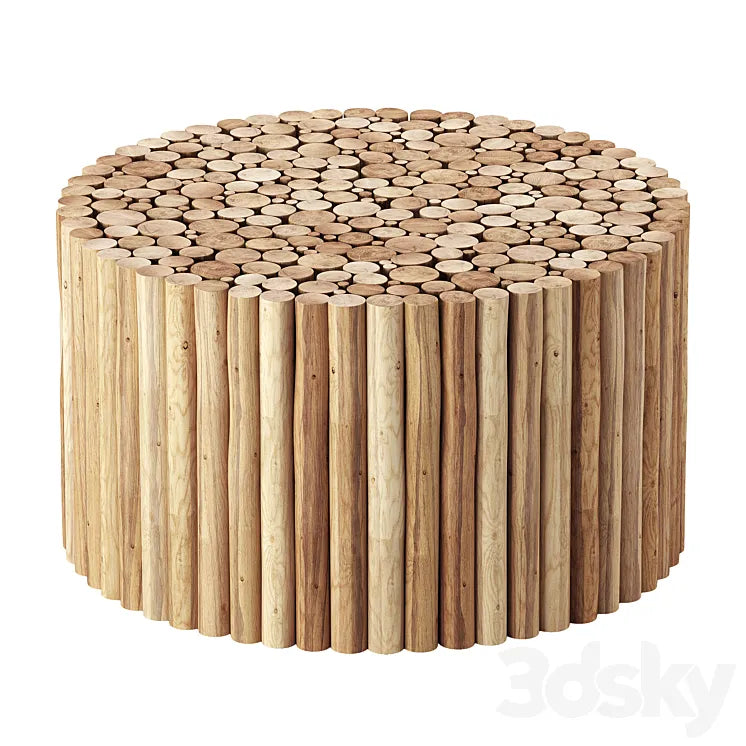 Levan Solid Wood Drum Coffee Table 3DSMAX Model