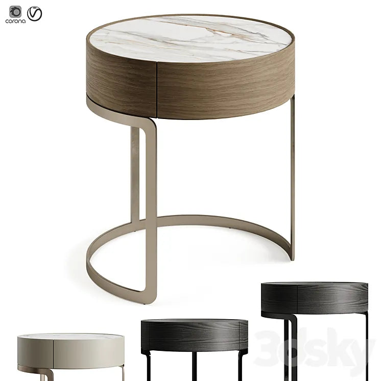 Light Luxury Circle Marble Bedside GG42 3DSMAX Model