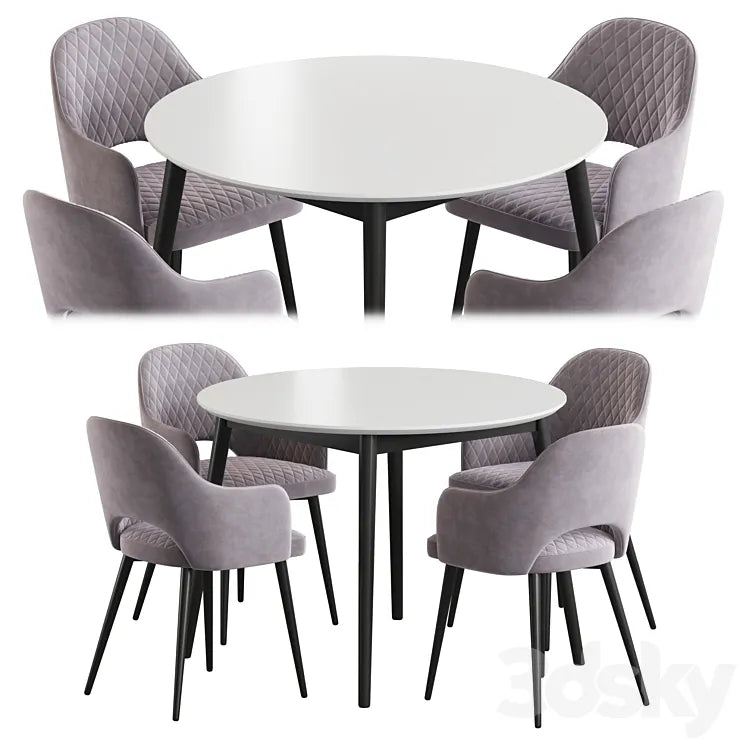 Linda table Leman chair Dining set 3DSMAX Model