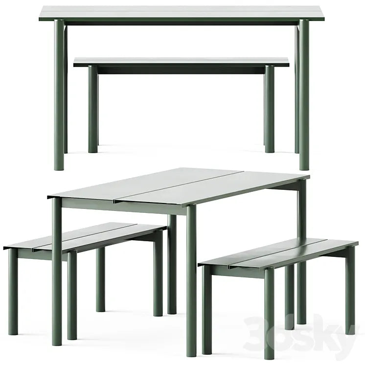 Linear Steel Garden Set L 140cm Table and Bench by Muuto 3DSMAX Model
