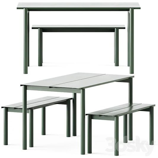 Linear Steel Garden Set L 140cm Table and Bench by Muuto 3DSMAX Model