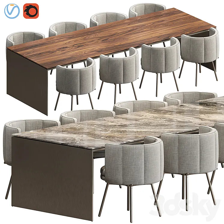LINHA TABLE AND TORII DINING ARMCHAIR MINOTTI 3DSMAX Model