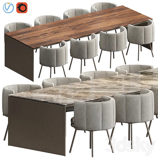 LINHA TABLE AND TORII DINING ARMCHAIR MINOTTI 3DSMAX Model