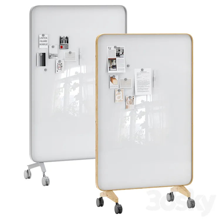 Lintex Frame Mobile double-sided glassboard with a bentwood frame 3DSMAX Model
