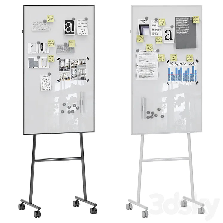 Lintex One Whiteboards with a black or white stand 3DSMAX Model