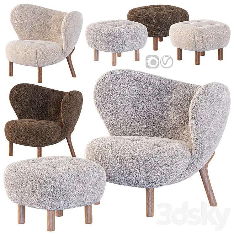 Little Petra Armchair and Pouf 3DSMAX Model