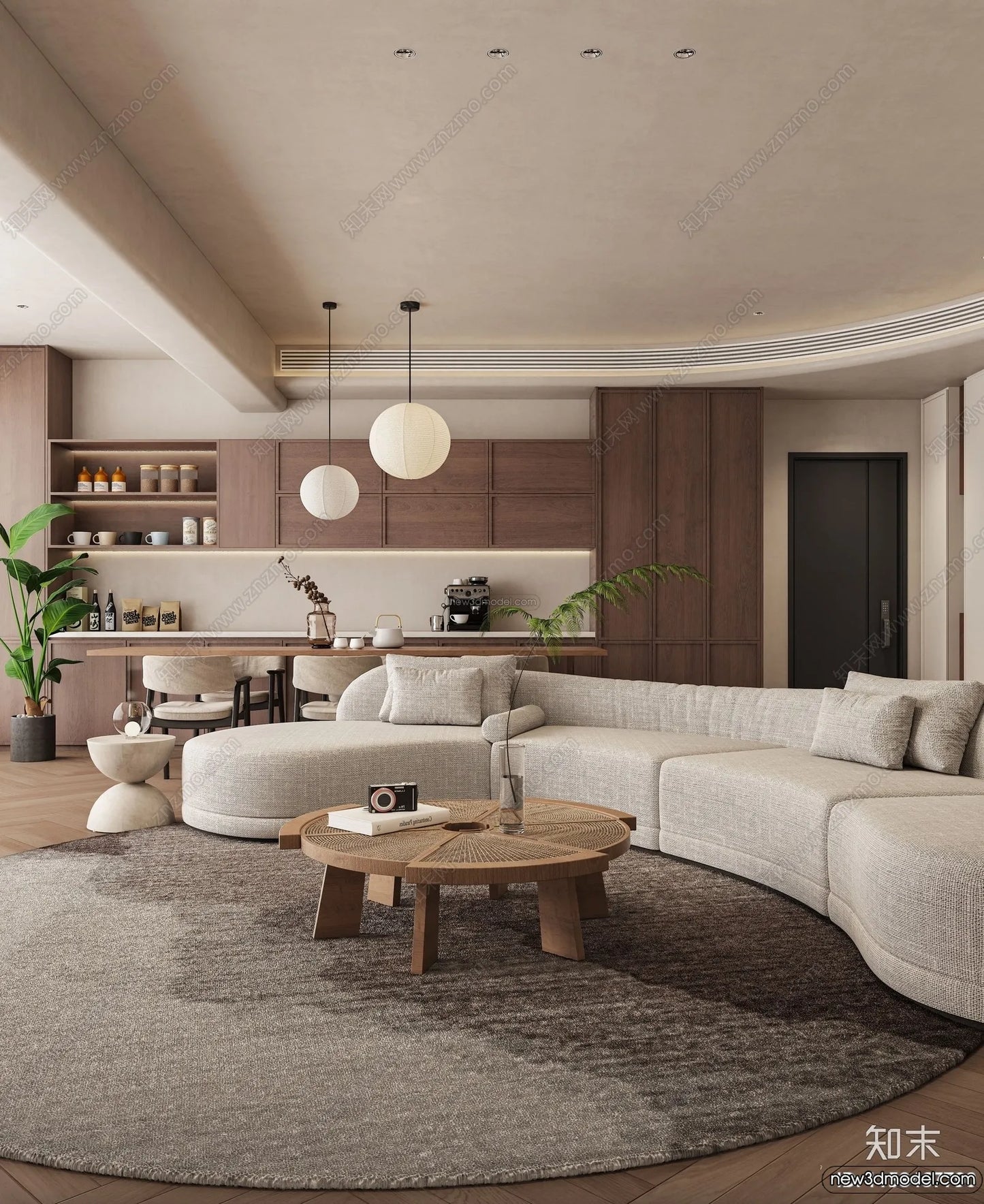 Living Room 3D Interior Scene Model – Wabi Sabi Style – 263