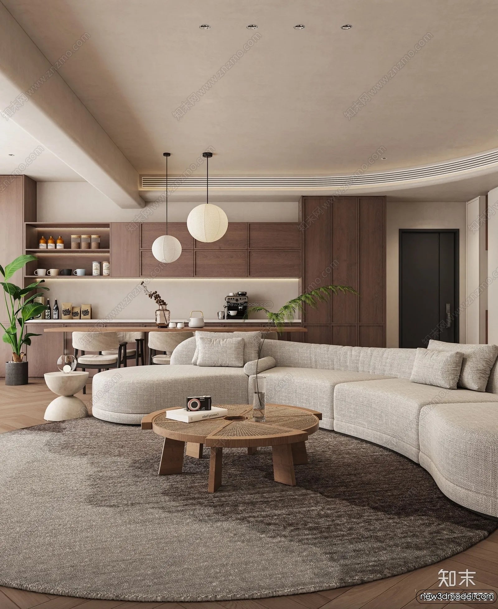 Living Room 3D Interior Scene Model – Wabi Sabi Style – 263
