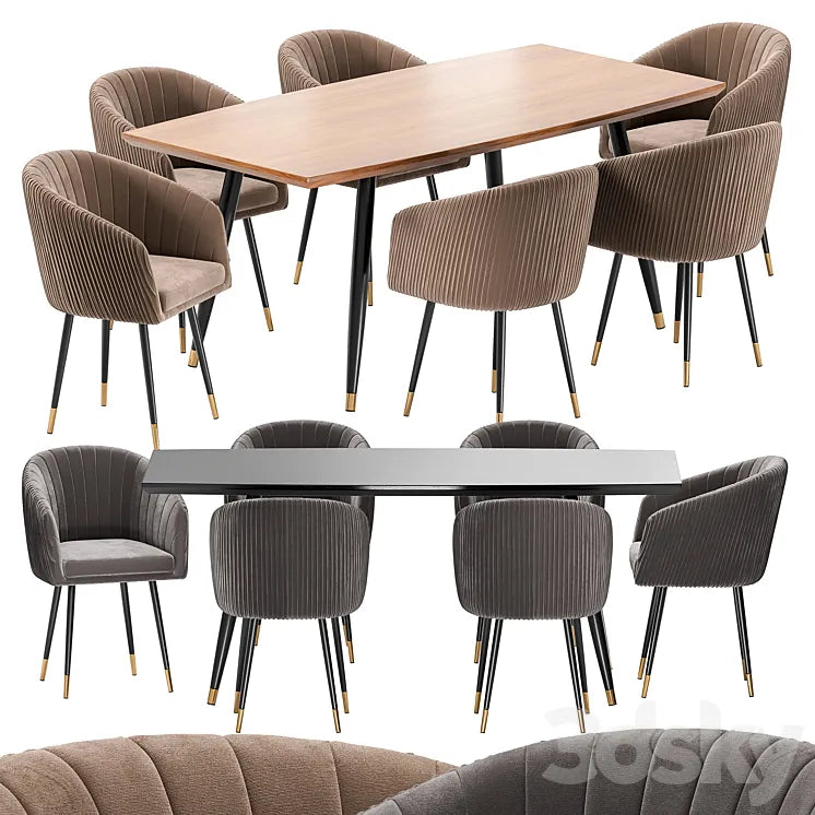 LM-7305 Dining Chair and Curve Table 3DSMAX Model
