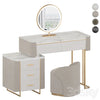 Luxury Makeup Vanity Set with LED Lighted Mirror Side Cabinet and 5 Drawers Modern Sintered Stone Dressing Table with Stool for Bedroom 3DSMAX Model