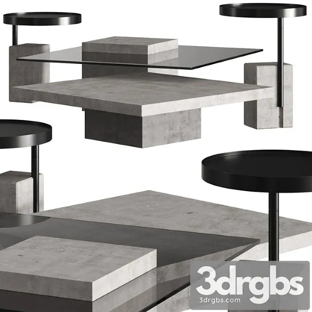 Lyon beton singleton & twist coffee tables 2 3D Model Free