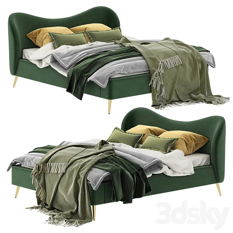 Made Kooper King Size Bed Laurel Green Velvet 3DSMAX Model