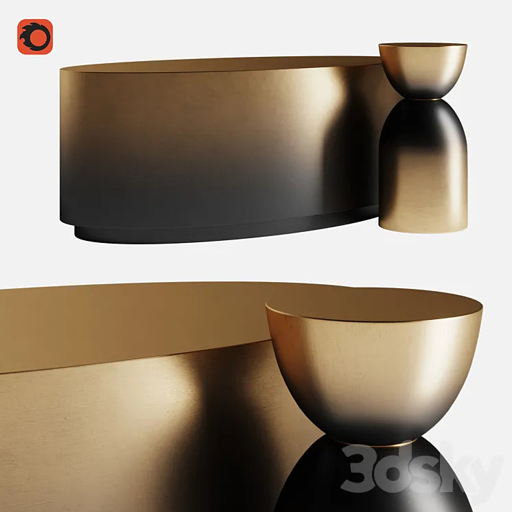 MADE Sulta Coffee Table Brass & Black Ombre Set 3DSMAX Model