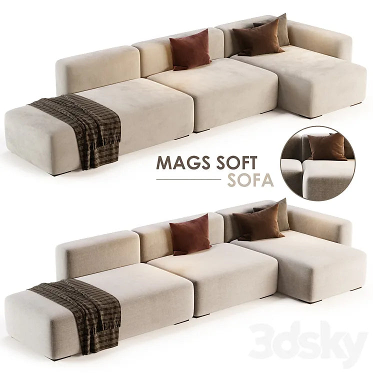 Mags Soft Corner Lounge 3seat Sofa by HAY 3DSMAX Model