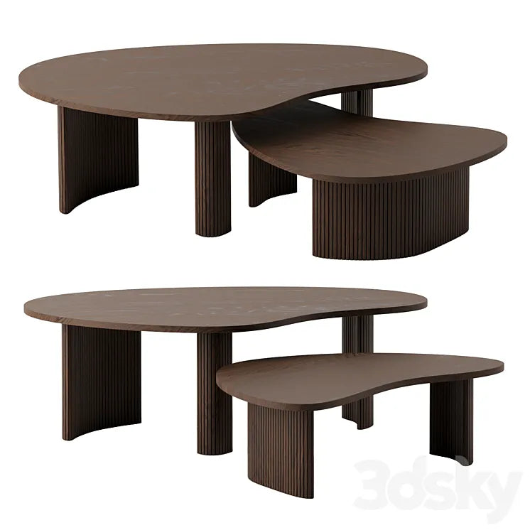 Mahogany Boomerang coffee tables by Ethnicraft 3DSMAX Model