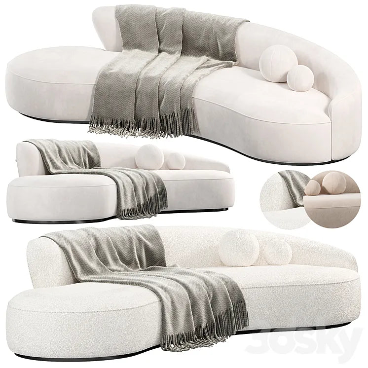 Marseille 2 Curved Sofa ni Mohair sofas 3DSMAX Model