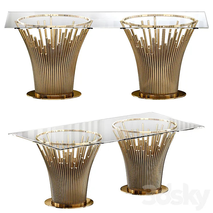 Mauris Rose Gold Rectangular Glass Dining Table 3DSMAX Model