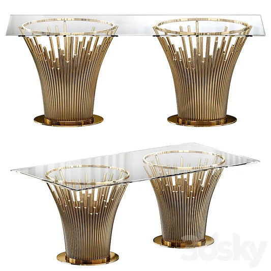 Mauris Rose Gold Rectangular Glass Dining Table 3DSMAX Model