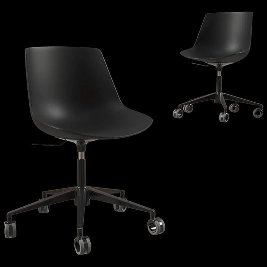 MDF Italia - Chair Flow height adjustable 5 point star base on castors 3ds Max