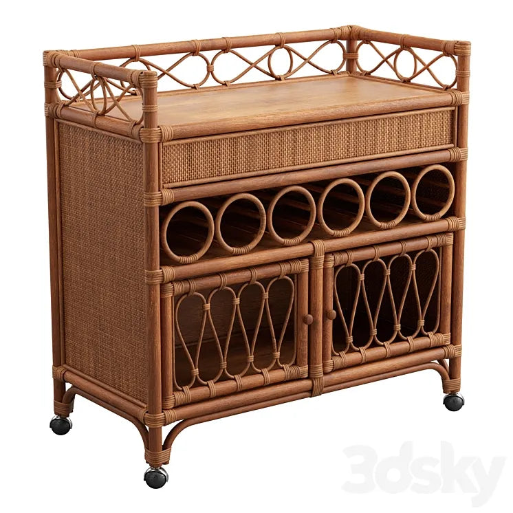 Melody Rattan Bar Cart 3DSMAX Model