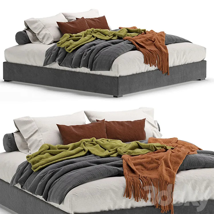 Meridiani Derek Bed Gray 190 / 210 3DSMAX Model