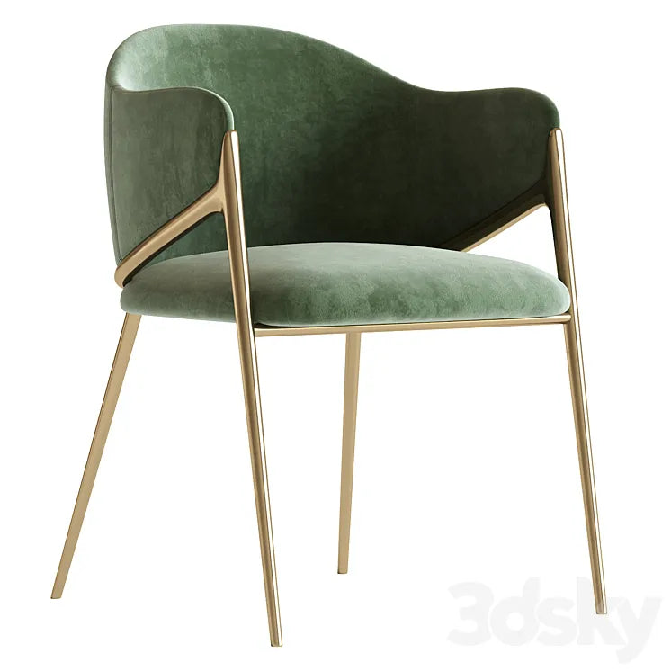 Metal Solid Back Arm Dining Chair Glam Chair for Dining Room 3DSMAX Model