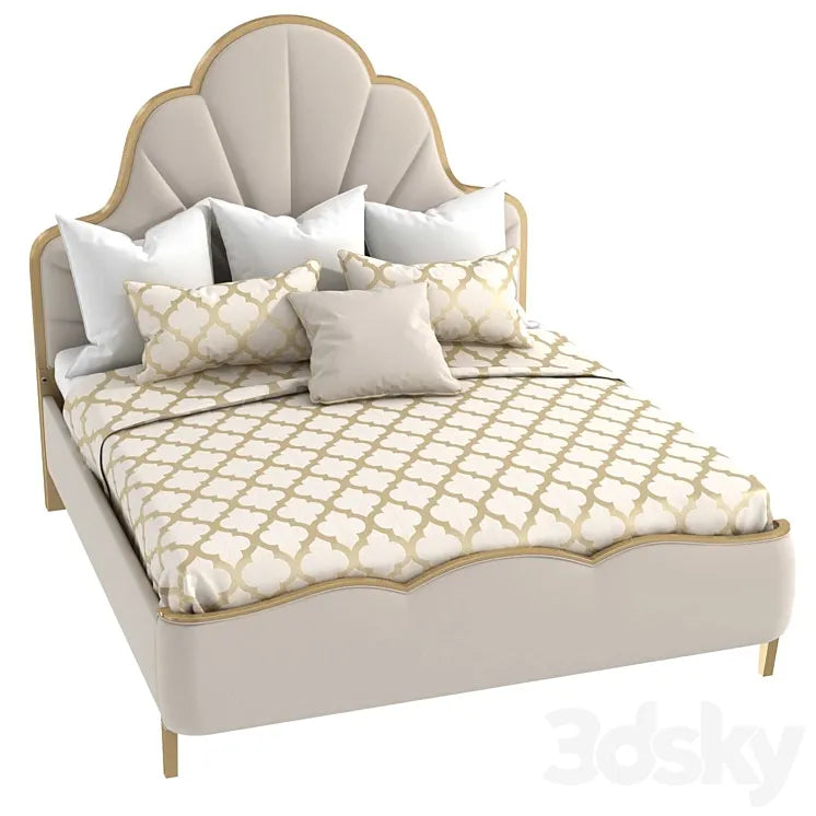 Michael Amini AICO MALIBU CREST Cal King Scalloped Panel Bed 3DSMAX Model