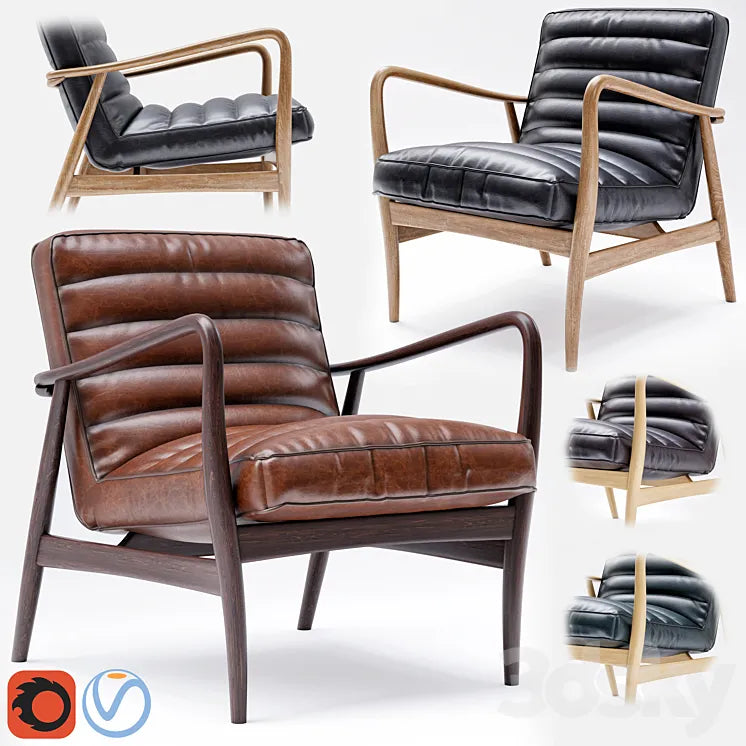 Mid Century Leather Armchair 3DSMAX Model