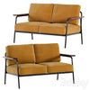Mid Century Modern Loveseat with 2 Pillows Back and Square Arms 3DSMAX Model