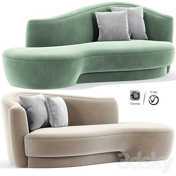 Mid-Century Modern Sculptural Curved Sofa By Weiman 3DSMAX Model