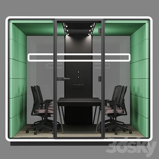 Mikomax Smart Office | HUSH MEET L | Acoustic office stand with table and chairs 3DSMAX Model