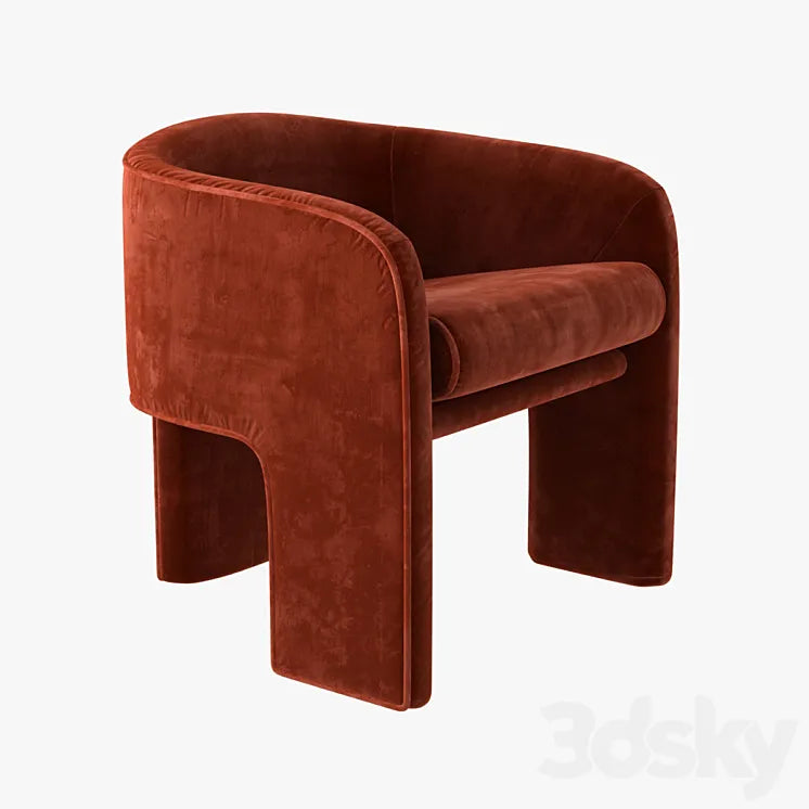 milo baughman armchair in orange velvet 3DSMAX Model