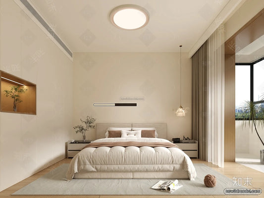 Minimalist Style Interior 3D Blocks – Bedroom 3D Model – 186 – VRAY