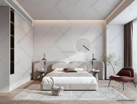 Minimalist Style Interior 3D Blocks – Bedroom 3D Model – 201 – VRAY
