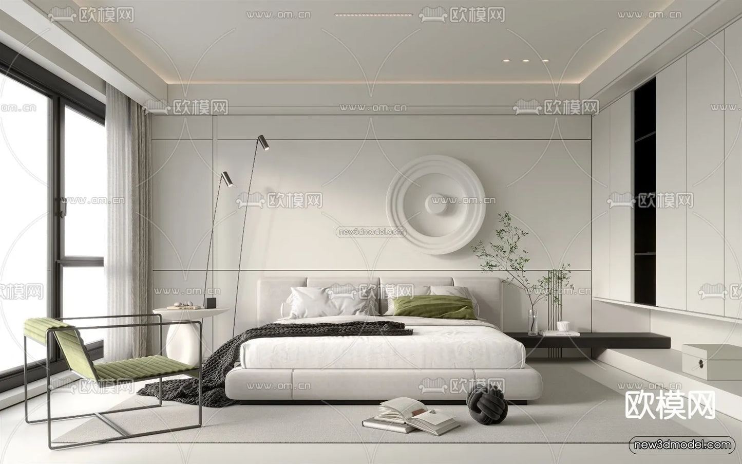 Minimalist Style Interior 3D Blocks – Bedroom 3D Model – 214 – CORONA