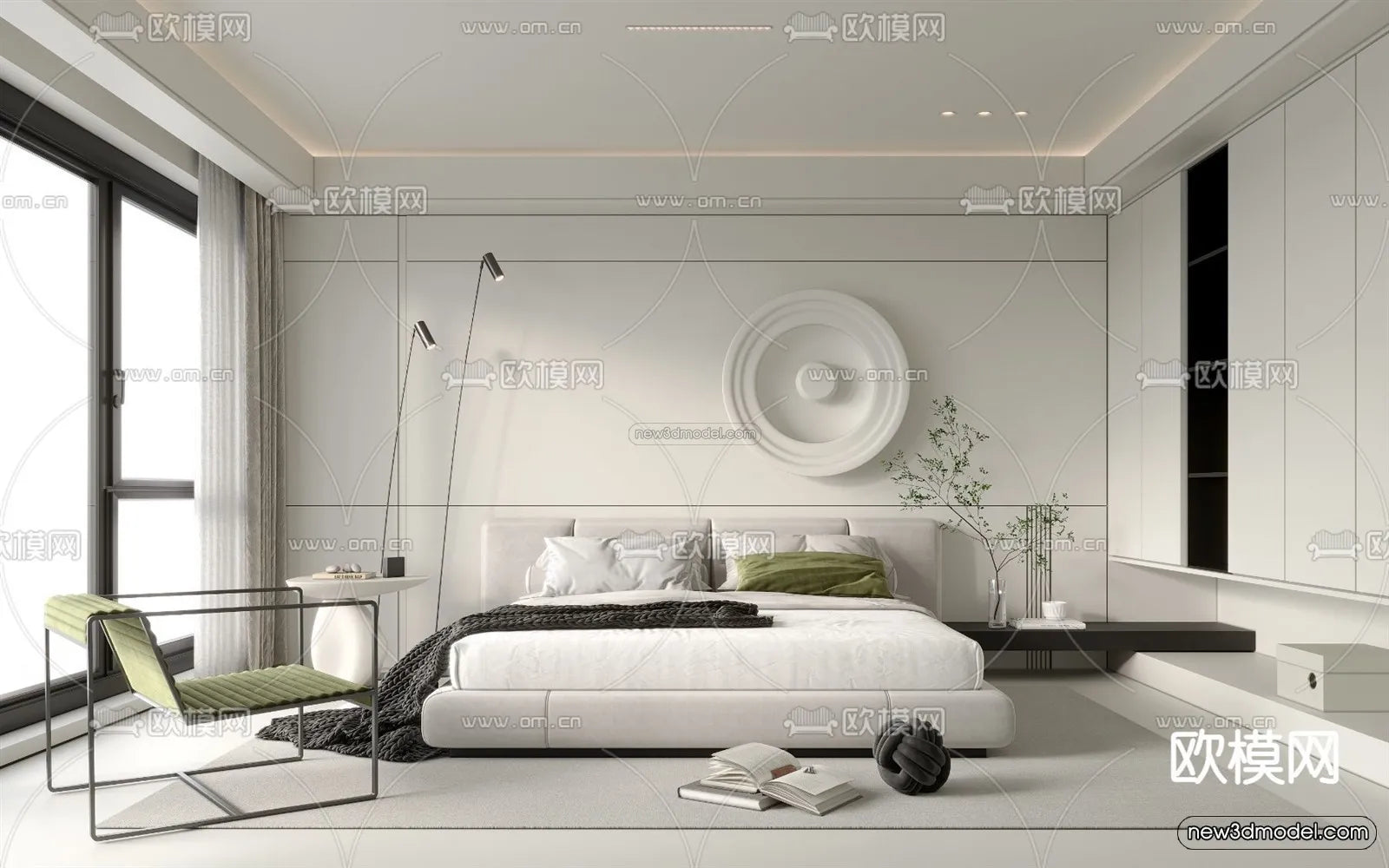 Minimalist Style Interior 3D Blocks – Bedroom 3D Model – 214 – CORONA