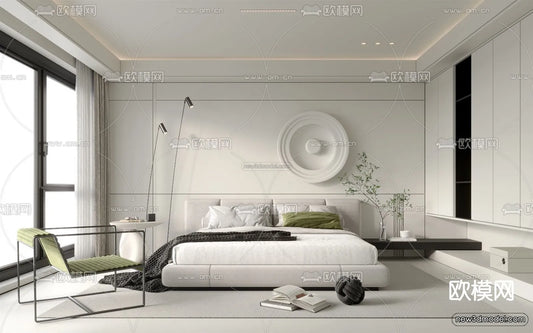 Minimalist Style Interior 3D Blocks – Bedroom 3D Model – 214 – CORONA