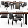 Minotti LINHA table and FYNN SADDLE HIDE Chair 3DSMAX Model