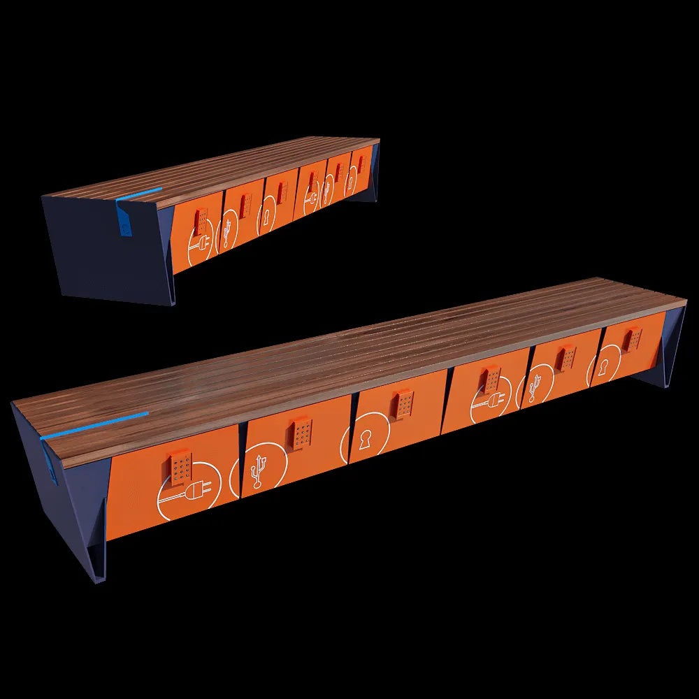 mmcité - Park bench with lockable storage boxes eBlocq 3ds Max
