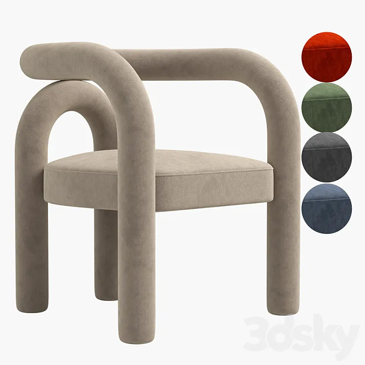 Modern Design Armless Open Back Dining Chairs 3DSMAX Model