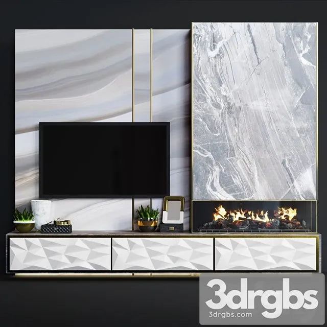 Modern fireplace 15 3D Model Free