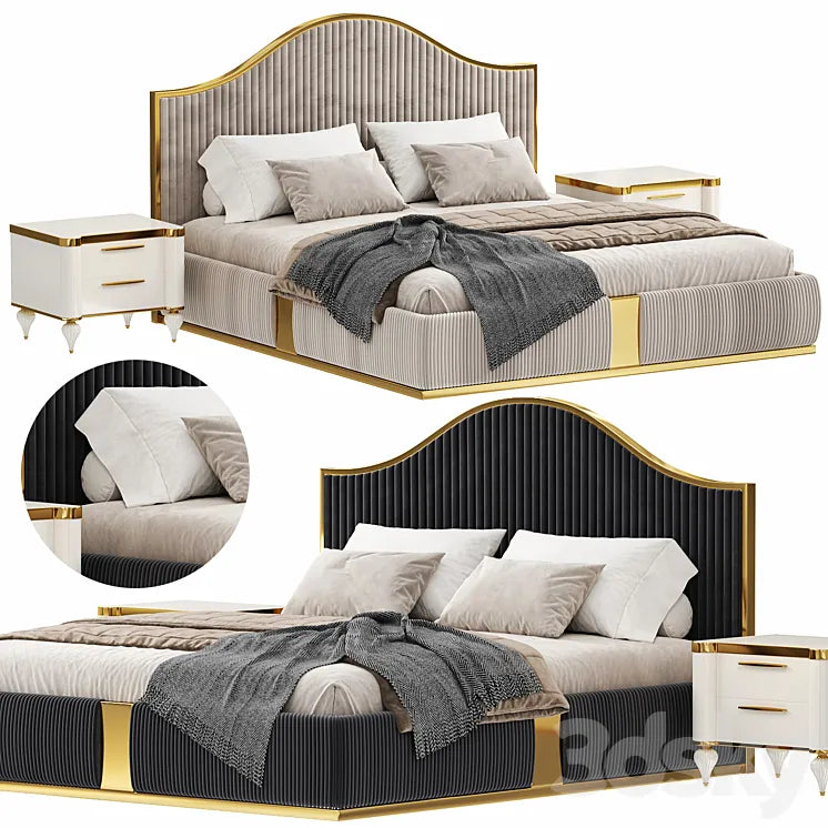 Modern Italian golden luxury bed by Lamoderno 3DSMAX Model