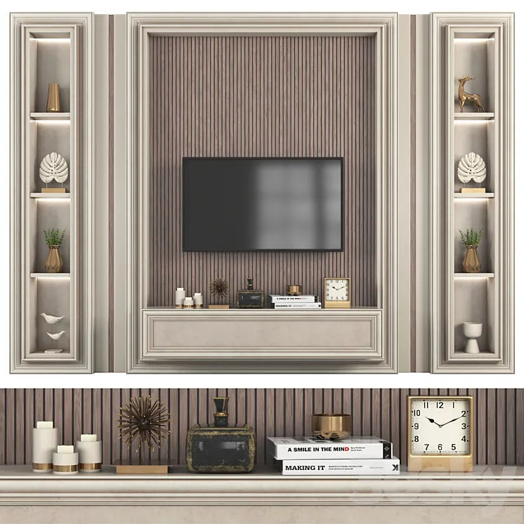 Modern TV Wall set147 3DSMAX Model