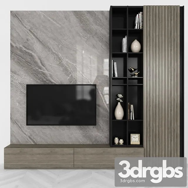 Modern TV Wall set42 3D Model Free