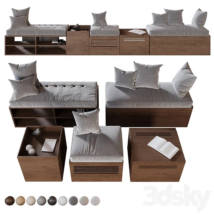 Modules and Window Seat Pillows set 3DSMAX Model